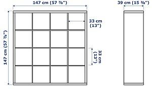 Etajera IKEA Kallax cu 4 organizatoare 147x147 Alb/Negru