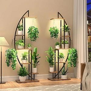 Etajera Mobildor Lux Semiluna (cu iluminare) Nuc / Negru