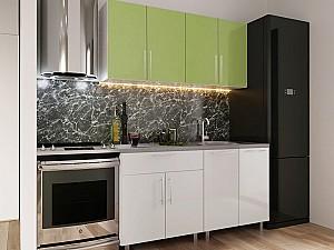 Set mobila bucatarie PS Mini 1.6 m (MDF lucioasa) Verde / Alb
