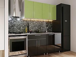 Set mobila bucatarie PS Mini 1.6 m (MDF lucioasa) Verde / Negru