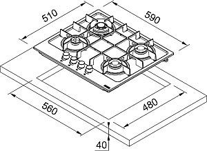 Plita pe gaz incorporabila Franke FHMA 604 3G DC MB C (106.0670.112)