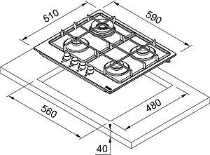 Plita pe gaz incorporabila Franke FHSM 604 4G ON E (106.0670.100)