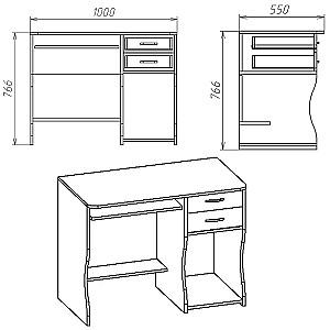 Masa de birou KompaniT SKM-7 Atelie Deschis (Gri)