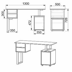 Masa de birou KompaniT Loft-4 Atelie Deschis (Gri)