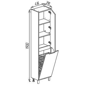 Dulap penal Bayro Etna cu coș 416x1900 Drept Alb Mat