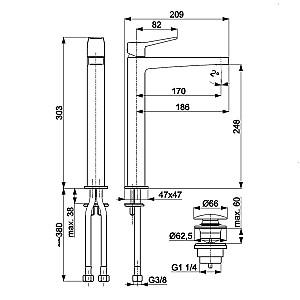 Baterie pentru lavoar Armatura Malaga Alb 123998