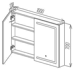 Dulap de baie Bayro Optima LED touch 1000x700 Alb 122334