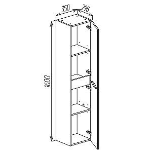 Dulap penal Bayro Elara 350x1600 Alb Mat
