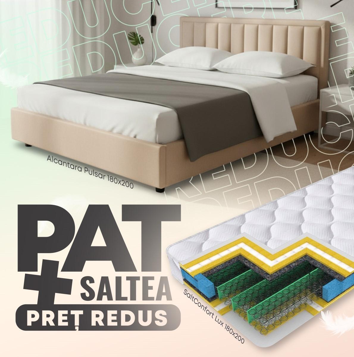 Pat Alcantara Pulsar 1.8 m Bej + Saltea Salt Confort Lux 180x200