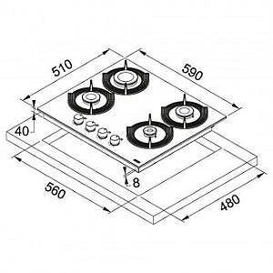 Plita pe gaz incorporabila Franke FHMF 604 4G C(106.0541.749)
