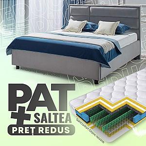 Pat Ambianta Amigo 1.6 m Gri + Saltea Salt Confort Clasic 160x200