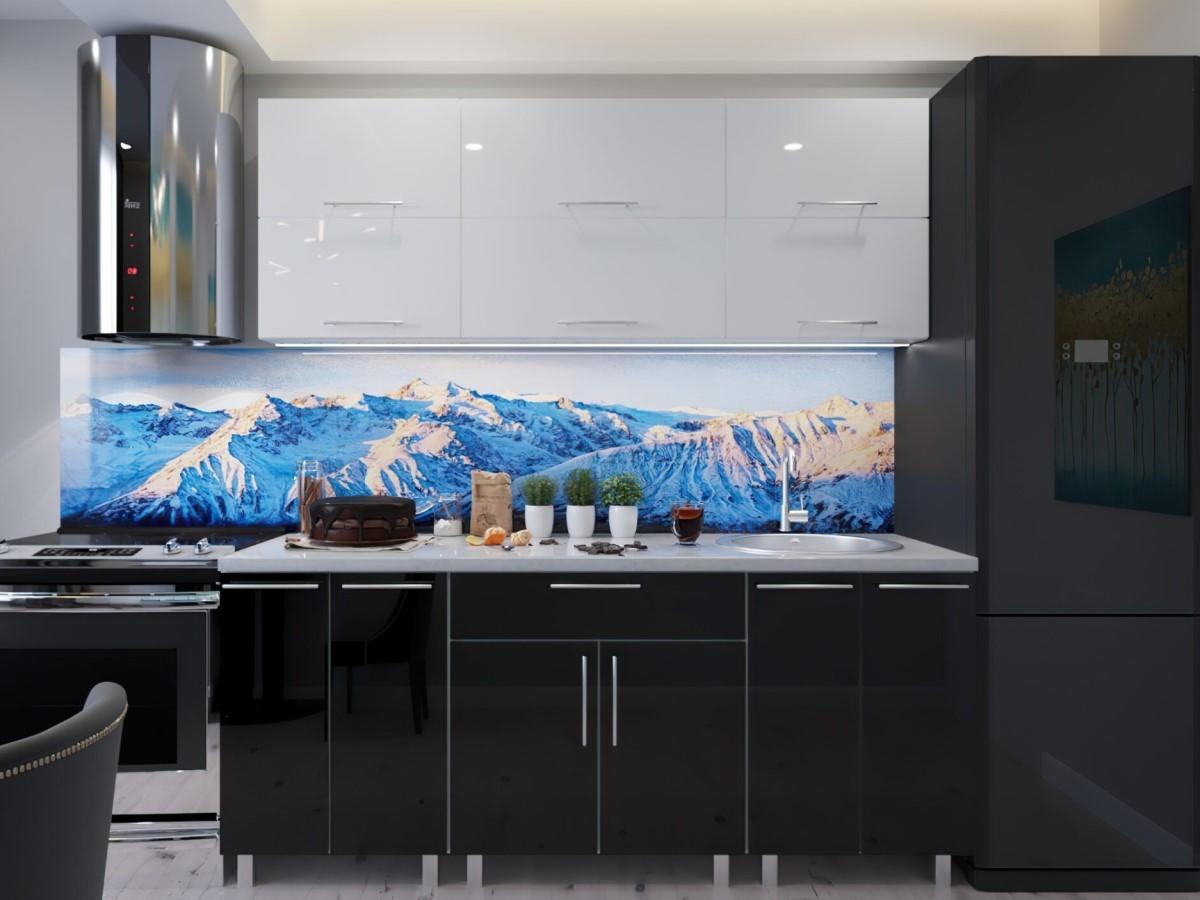 Set mobila bucatarie PS Modern 2 m (MDF lucioasa) Alb / Negru