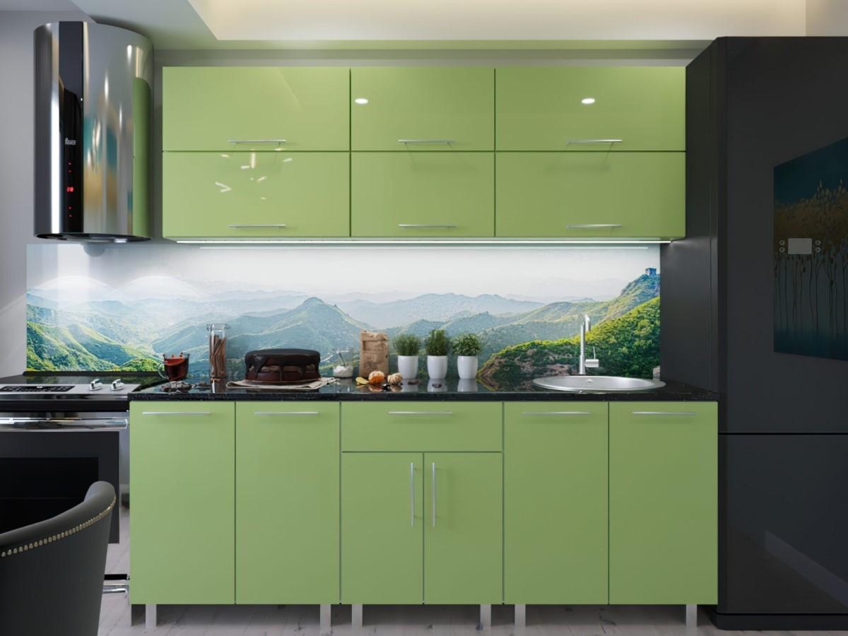 Set mobila bucatarie PS Modern 2 m (MDF lucioasa) Verde