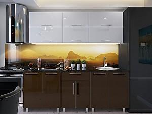 Set mobila bucatarie PS Modern 2 m (MDF lucioasa) Alb / Maro