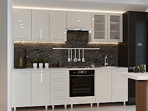 Set mobila bucatarie PS Iulia 2.6 m (MDF lucioasa) Bianco