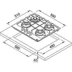 Plita pe gaz incorporabila Franke FHMA 604 3G DC C (106.0554.404)