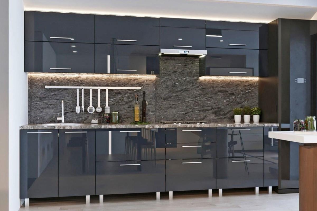 Set mobila bucatarie PS Kvadro 3 m (MDF lucioasa) Antracit