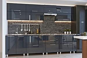 Set mobila bucatarie PS Kvadro 3 m (MDF lucioasa) Antracit