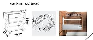 Set mobila bucatarie PS Blum 2.4 m (MDF lucioasa) Alb / Negru
