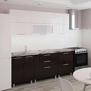 Set mobila bucatarie PS Blum 2 m (MDF luciosa) Alb / Maro