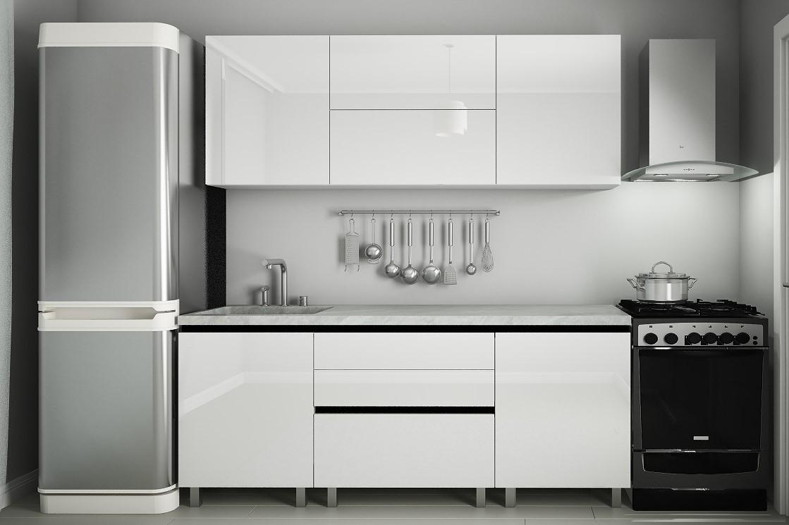 Set mobila bucatarie PS Gola-1 2 m (MDF lucioasa) Alb