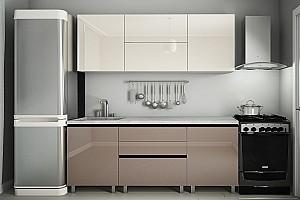 Set mobila bucatarie PS Gola-1 2 m (MDF lucioasa) Bianco / Cappuccino