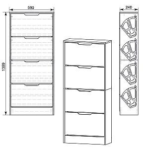 Dulap pentru incaltaminte KompaniT TO-24 Atelie Deschis (Gri)