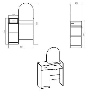 Masa de machiaj KompaniT Tr-1 Atelie Deschis (Gri)