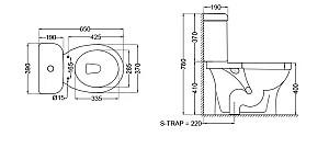 Vas WC Ceramica Blanca MDB-1-S-PP S-Trap no-Rim capac Proplast