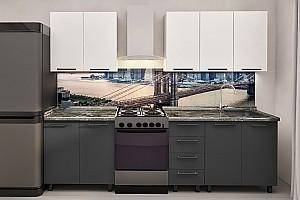 Set mobila bucatarie PS Elena (Trendy Panel) 2 m White(Alb)/Storm Grey(Gri)