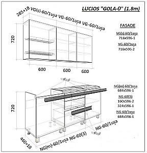 Set mobila bucatarie PS Gola-0 (Trendy Panel) 1.8 m White(Alb)/Storm Grey(Gri)