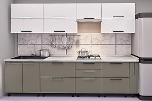 Set mobila bucatarie PS Kvadro (Trendy Panel) 3 m White(Alb)/New Grey(Gri-Maroniu)