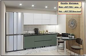 Set mobila bucatarie PS Gola-3 (Trendy Panel) 2.4 m White(Alb)/Relax Green(Verde)