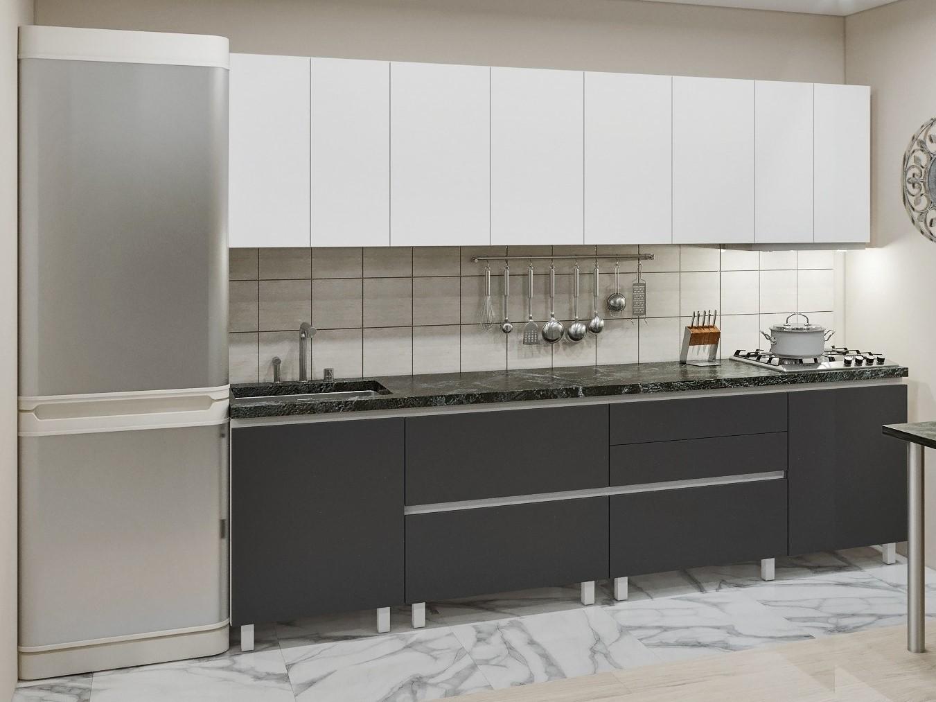 Set mobila bucatarie PS Gola-4 (Trendy Panel) 2.8 m White(Alb)/Storm Grey(Gri)