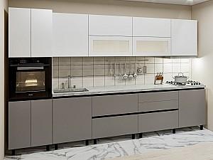 Set mobila bucatarie PS Gola-5 (Trendy Panel) 3.4 m White(Alb)/New Grey(Gri-Maroniu)