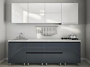 Set mobila bucatarie PS Gola-3 2.4 m (MDF lucioasa) Alb / Antracit