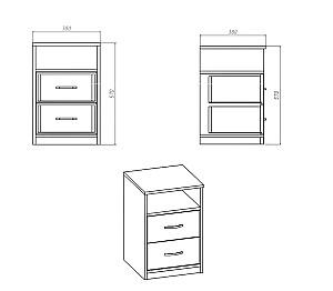 Noptiera KompaniT PKT-2 Atelie Deschis (Gri)