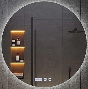 Oglindă Bayro Moon rotundă 700x700 LED touch neutru cu dezaburire, ceas și termometru