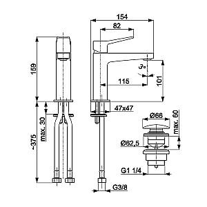Baterie pentru lavoar Armatura Malaga Alb 123994