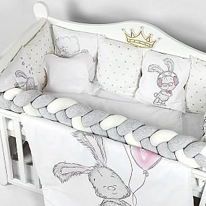 Lenjerie de pat PernaMea Cosita Iepuras Gri (8 piese)