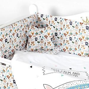 Lenjerie de pat PernaMea Baby Forest Blue (8 piese)