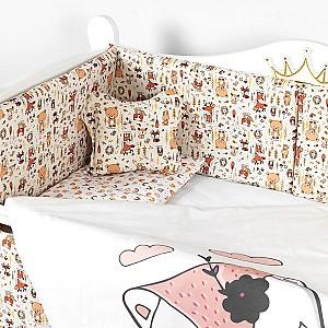 Lenjerie de pat PernaMea Baby Forest Beige (8 piese)