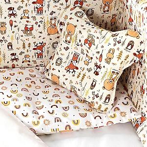 Lenjerie de pat PernaMea Baby Forest Beige (8 piese)