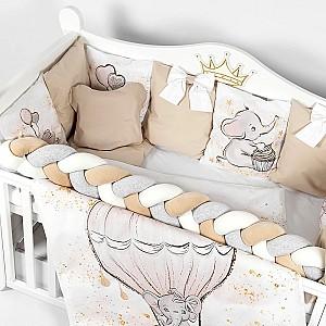 Lenjerie de pat PernaMea Cosita Elefant Maro (8 piese)