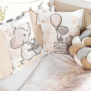 Lenjerie de pat PernaMea Cosita Elefant Maro (8 piese)