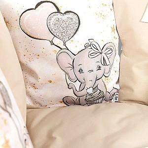 Lenjerie de pat PernaMea Cosita Elefant Maro (8 piese)