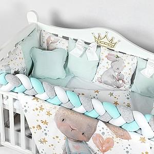 Lenjerie de pat PernaMea Cosita Iepuras Turcoaz (8 piese)