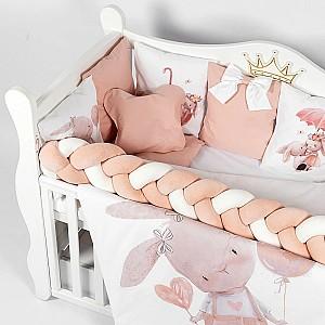 Lenjerie de pat PernaMea Cosita Iepuras Roz (8 piese)