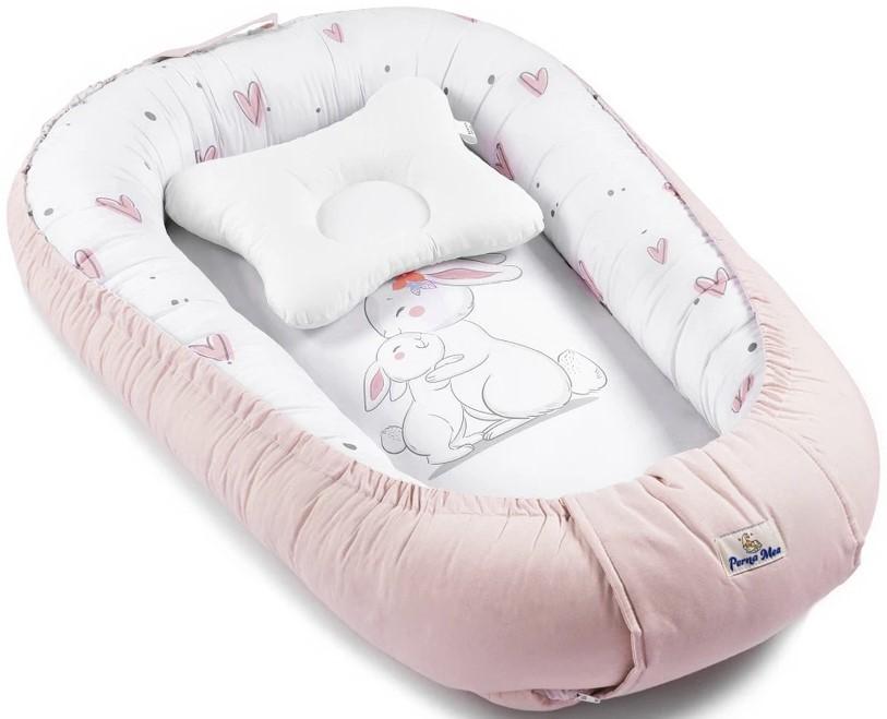 Cuib pentru bebelus PernaMea Premium Iepuras Roz