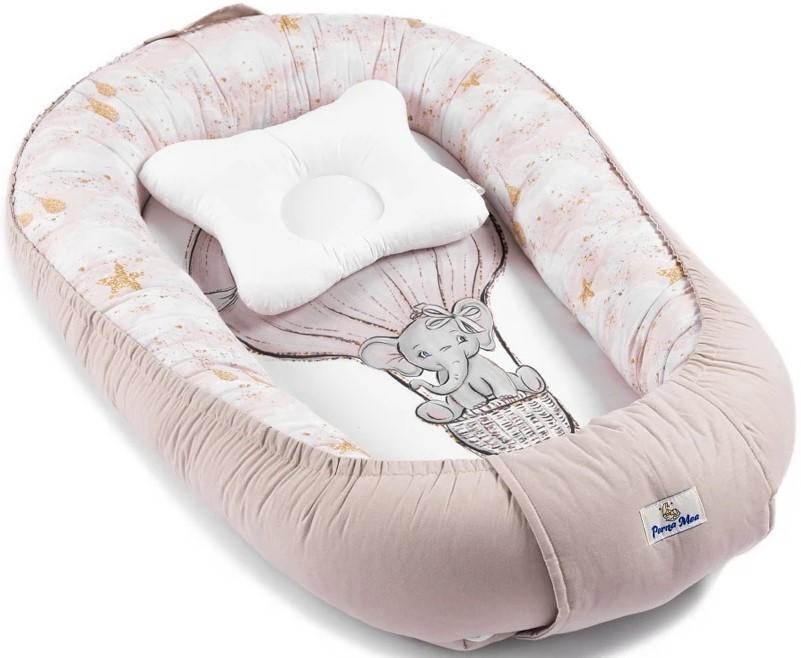 Cuib pentru bebelus PernaMea Premium Elefant Maro